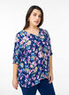 Kortermet viskosebluse, Blå, Model image number 0