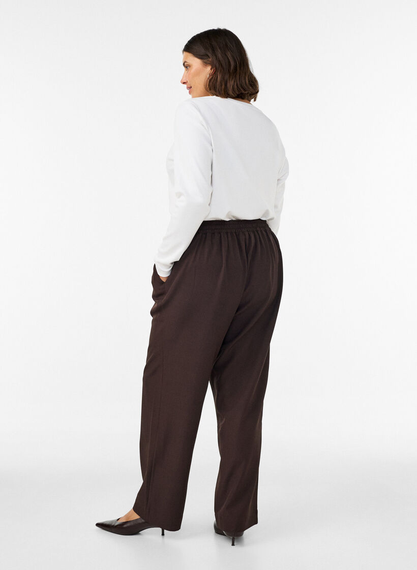 Loose fit bukser med lommer, Brun, Model image number 1