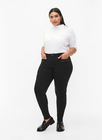 Tettsittende bukser med glidelåsdetaljer, Black, Model