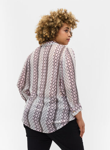 Mønstrete skjorte med 3/4-ermer, Pale Lilac AOP, Model image number 1