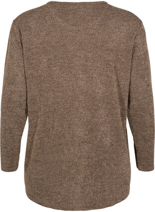 Zizzi Melange Bluse med rund hals og lange ermer, Caribou, Packshot image number 1