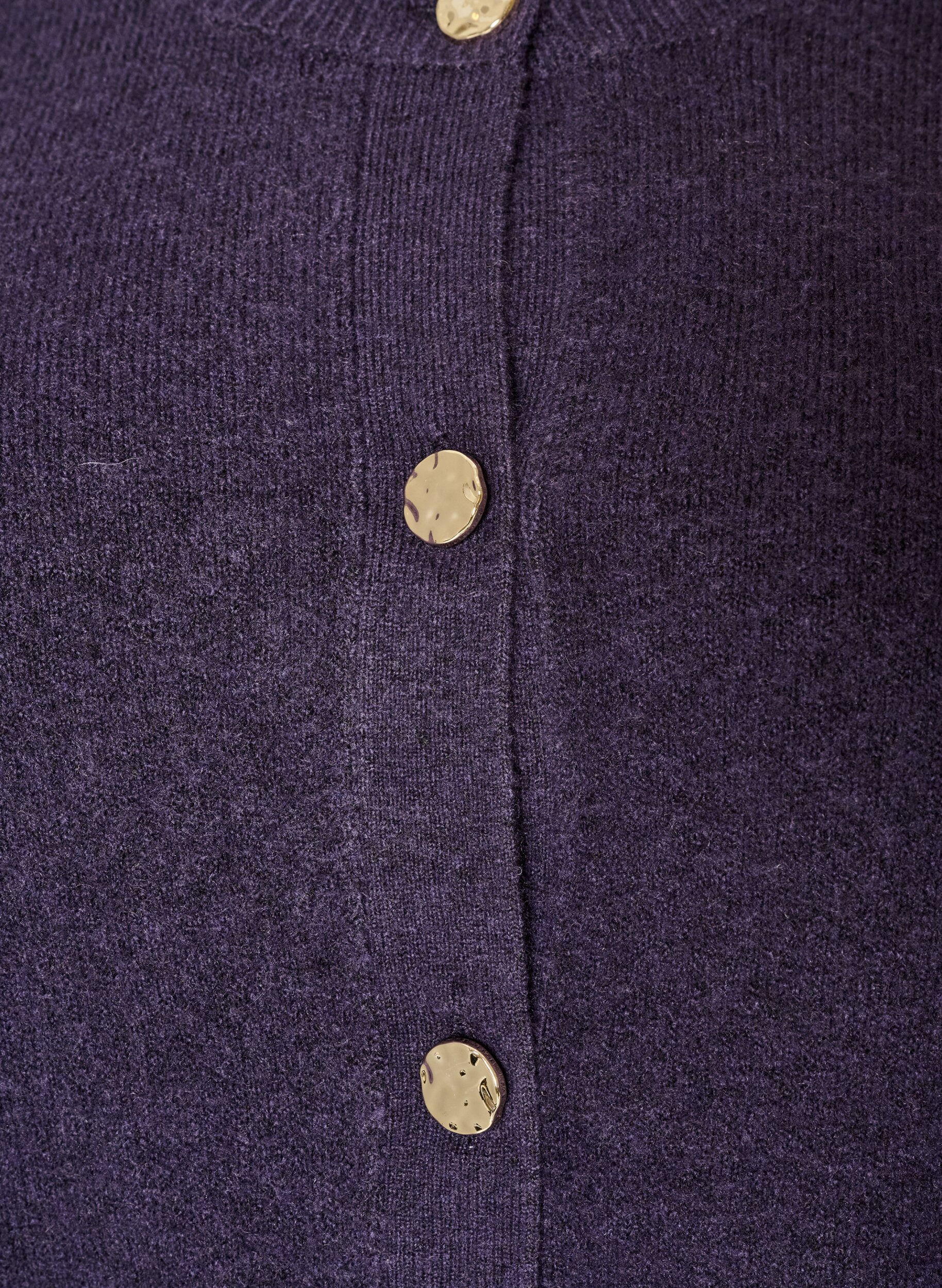 ZizziCardigan i myk strikk med gullfargede knapper, Lilla, Packshot image number 2