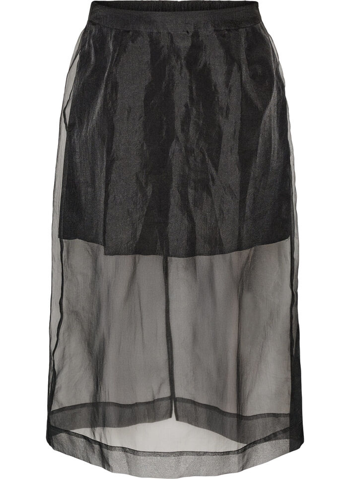 Langt skj&oslash;rt med organza-utseende, Svart, Packshot image number 0