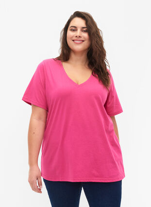 FLASH - T-skjorte med V-hals, Raspberry Rose, Model image number 0