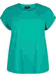 Kortermet T-skjorte i bomullsblanding, Emerald Green
