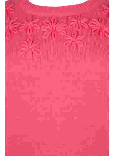 Strikkegenser med blomsterdetaljer, Hot Pink, Packshot image number 2