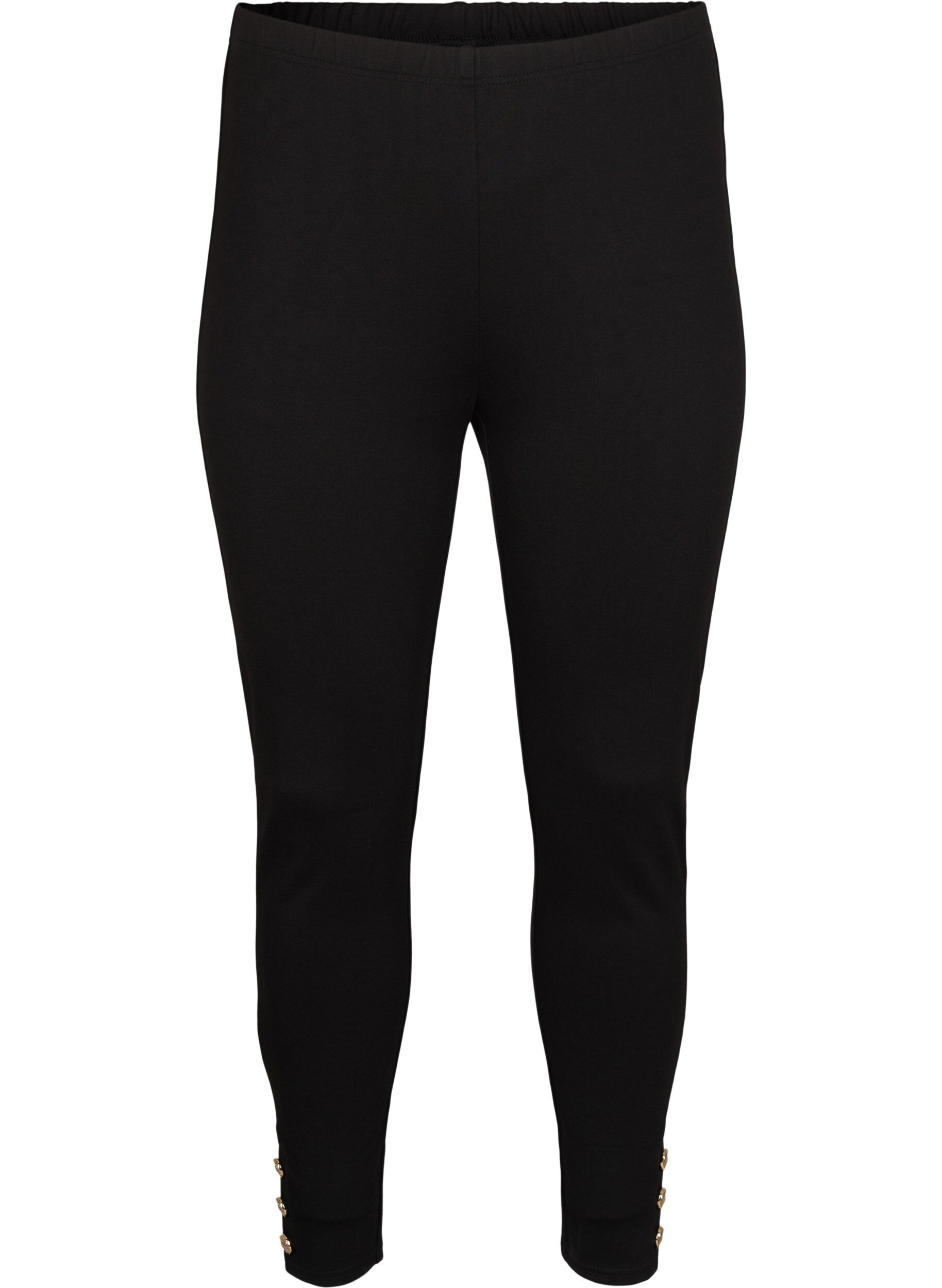 Zizzi Viscose-leggings med knappdetaljer, Svart, Packshot image number 0