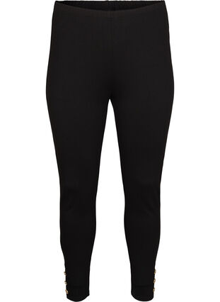 Zizzi Viscose-leggings med knappdetaljer, Svart, Packshot image number 0