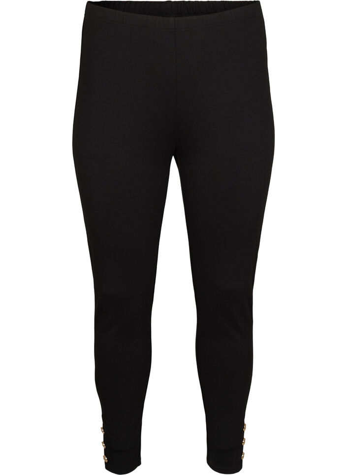 Viscose-leggings med knappdetaljer, Svart, Packshot image number 0