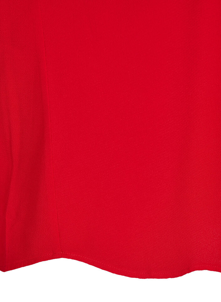Bluse med korte ermer og rund hals, R&oslash;d, Packshot image number 3