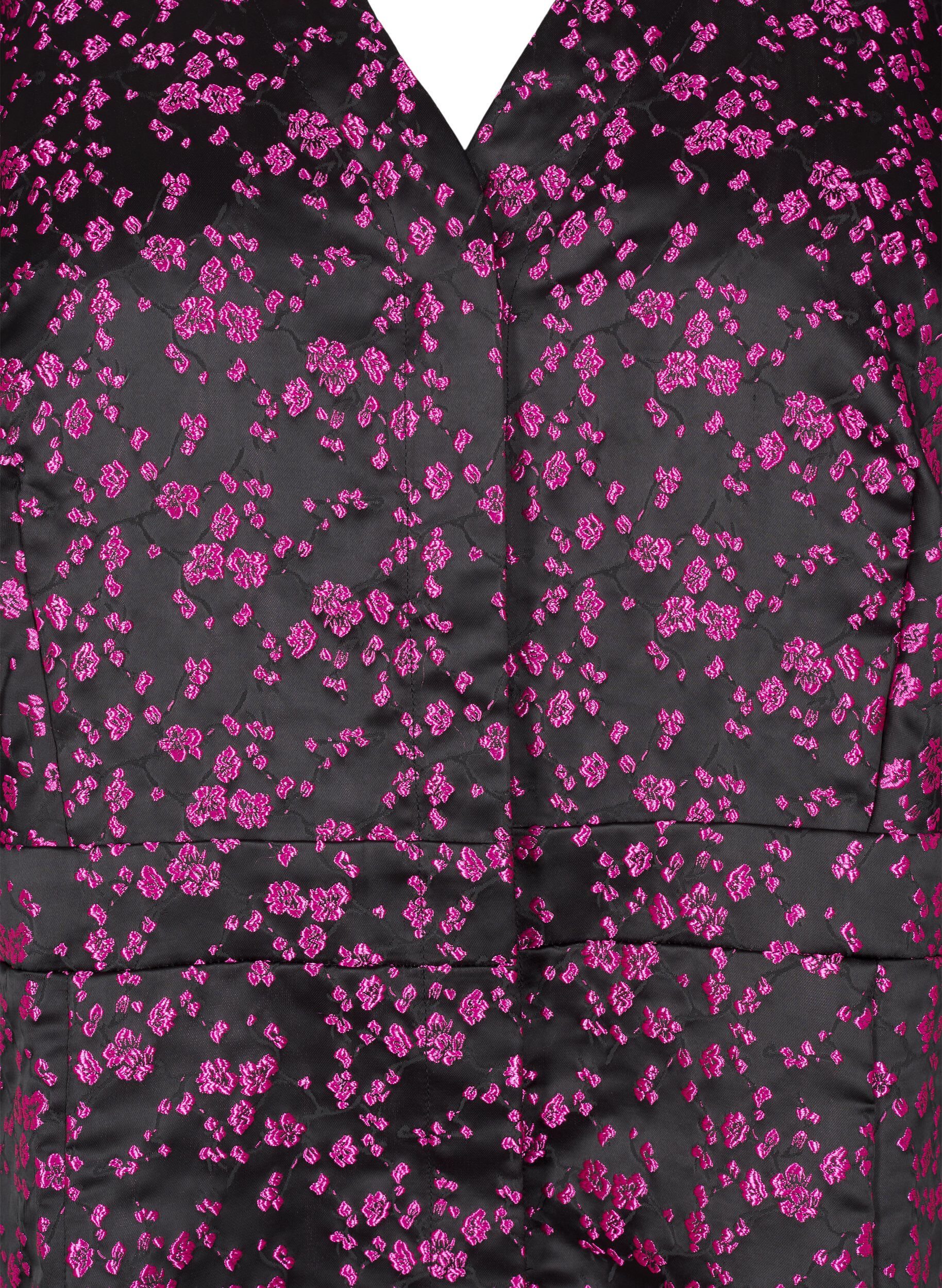 Zizzi Knelang kjole med broderte blomster, Black Pink Flower, Packshot image number 2