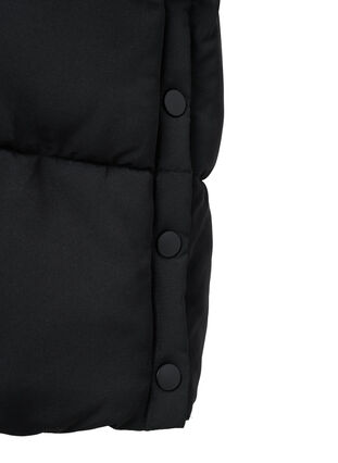 Lang Puffer jakke med lommer og hette, Black, Packshot image number 3