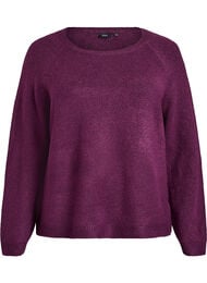 Soft knit with a round neck, Potent Purple Mel.