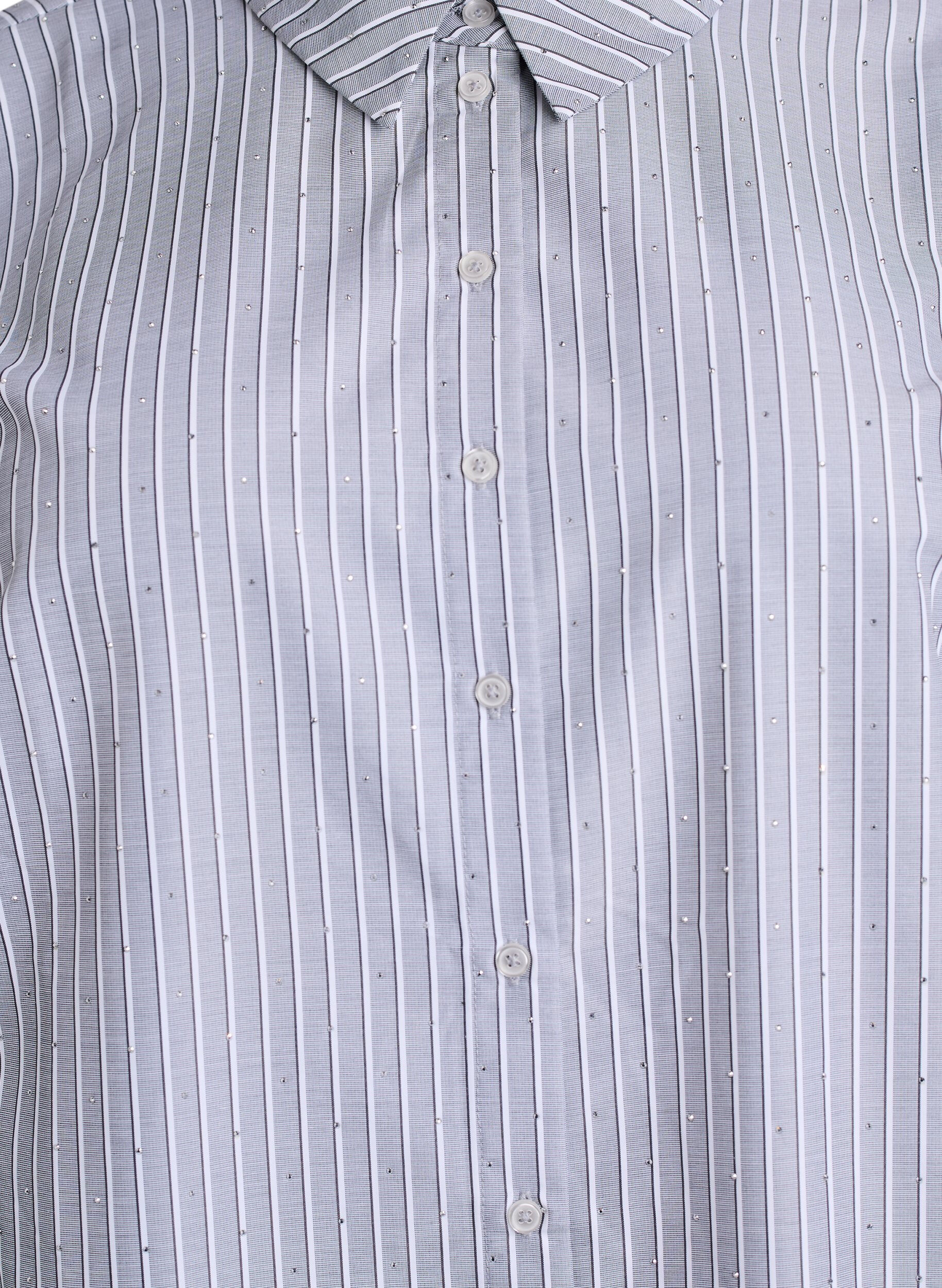 Zizzi Stripete skjorte med nagler, Svart, Packshot image number 2