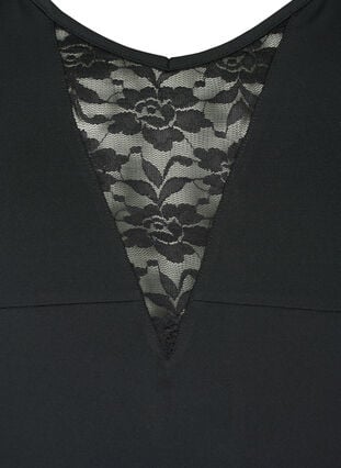 Bodystocking med blonder og smale stropper, Black, Packshot image number 2