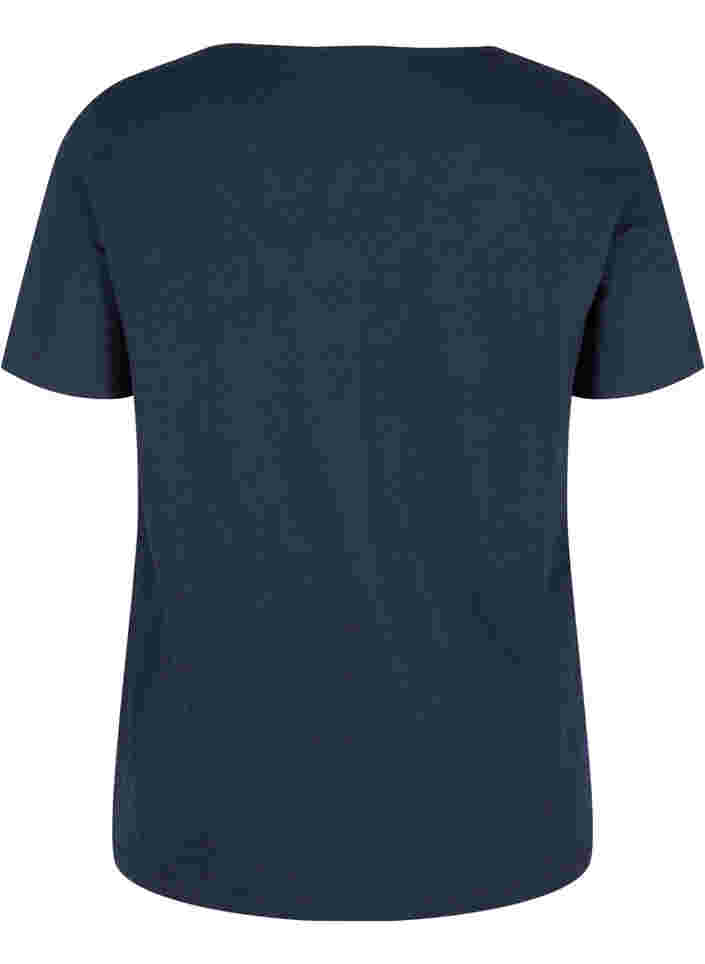 T-skjorte med V-hals og mesh, Navy Blazer, Packshot image number 1
