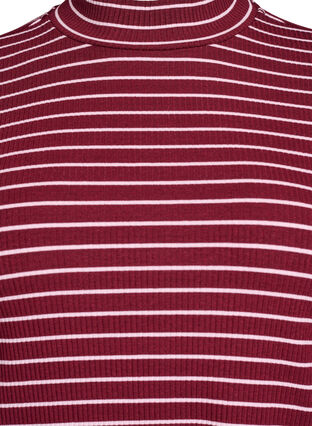Zizzi Stripet ribbet jerseybluse med høy hals, T.Port Fairy Tale, Packshot image number 2