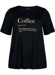 Kortermet natt t-skjorte i viskose, Black Coffee