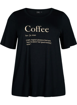 Kortermet natt t-skjorte i viskose, Black Coffee, Packshot image number 0