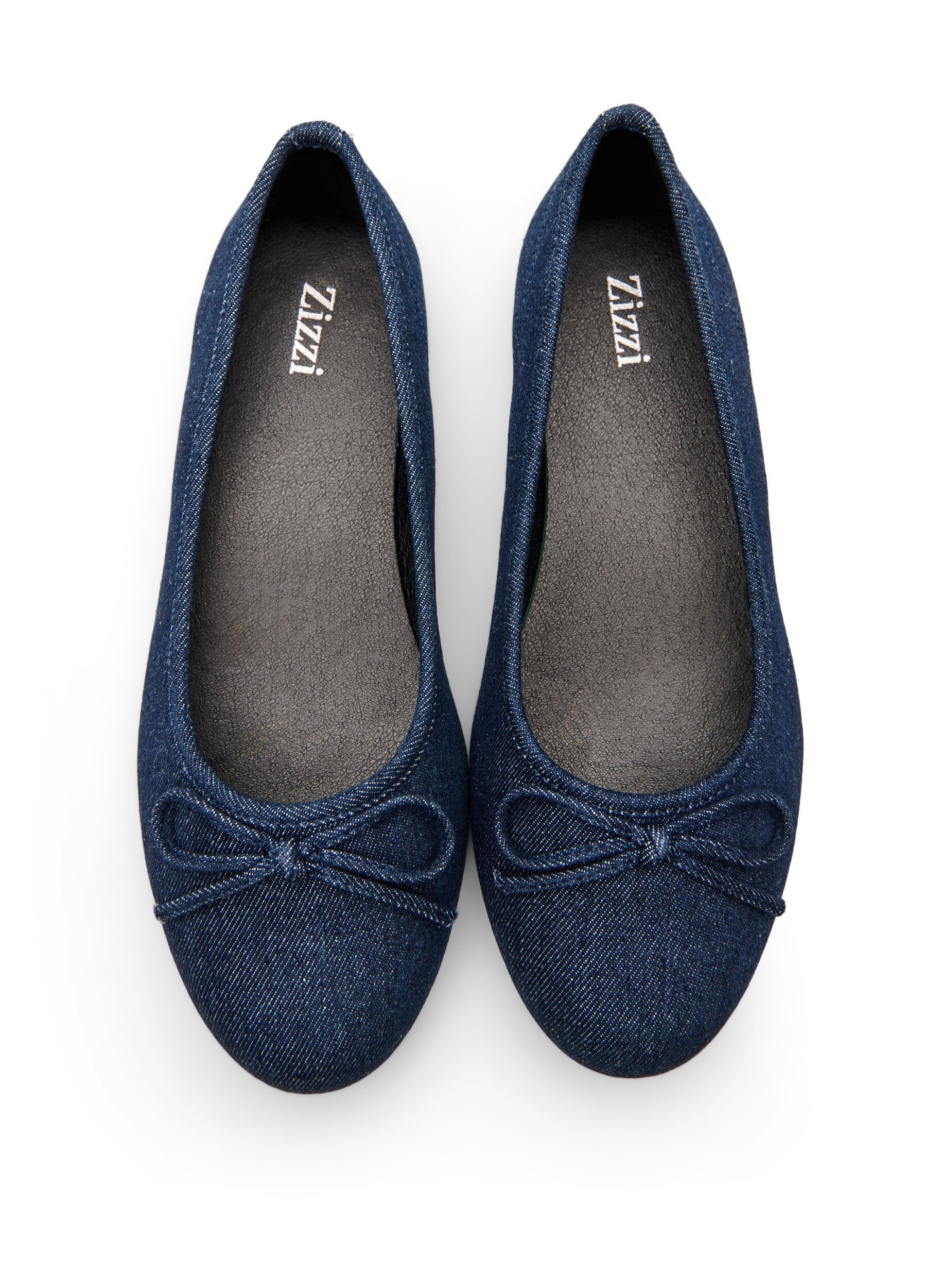 Zizzi Wide fit - Denim ballerina med sl&oslash;yfe, Bl&aring;, Packshot image number 2