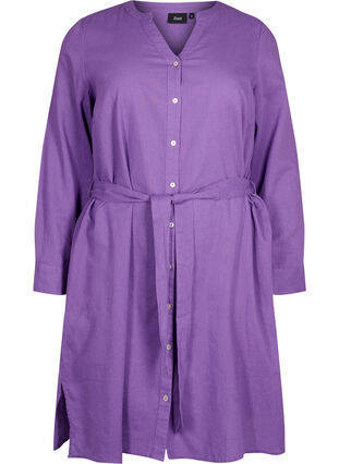 Skjortekjole med lange ermer, Deep Lavender, Packshot image number 0