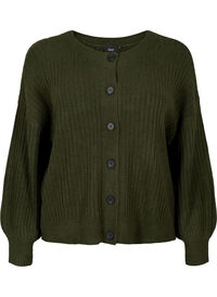 Strikket ribbestrikket cardigan med knapper