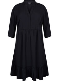 Ensfarget midikjole med 3/4-ermer, Black