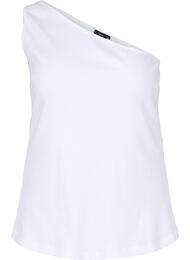 Topp med one-shoulder i bomull, Bright White