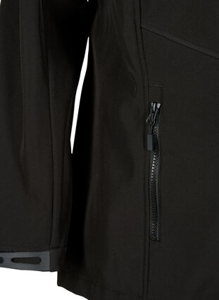 Kort softshell-jakke med lommer, Black, Packshot image number 3