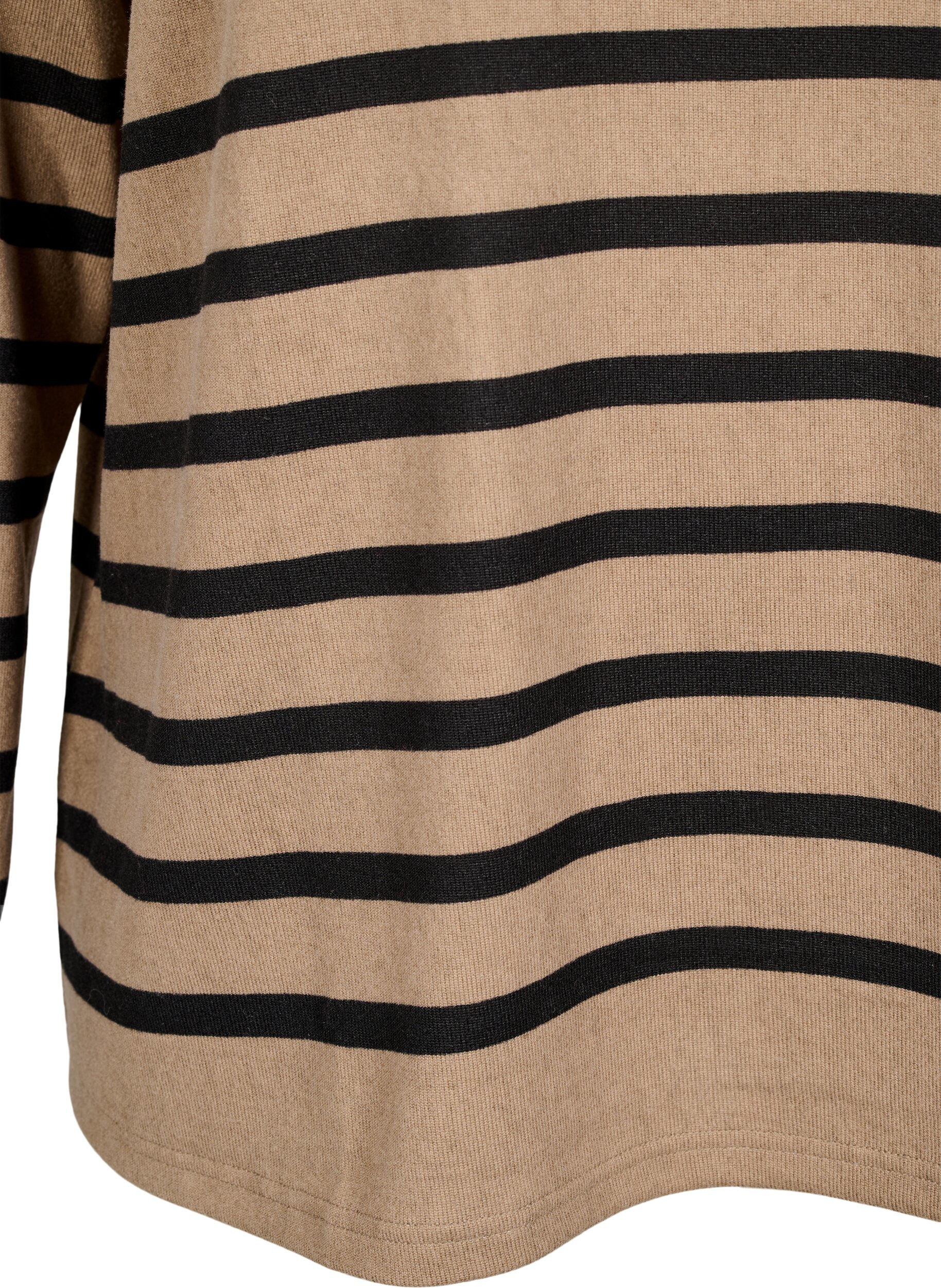 Zizzi Bluse med h&oslash;y hals og lange ermer, Beige, Packshot image number 3