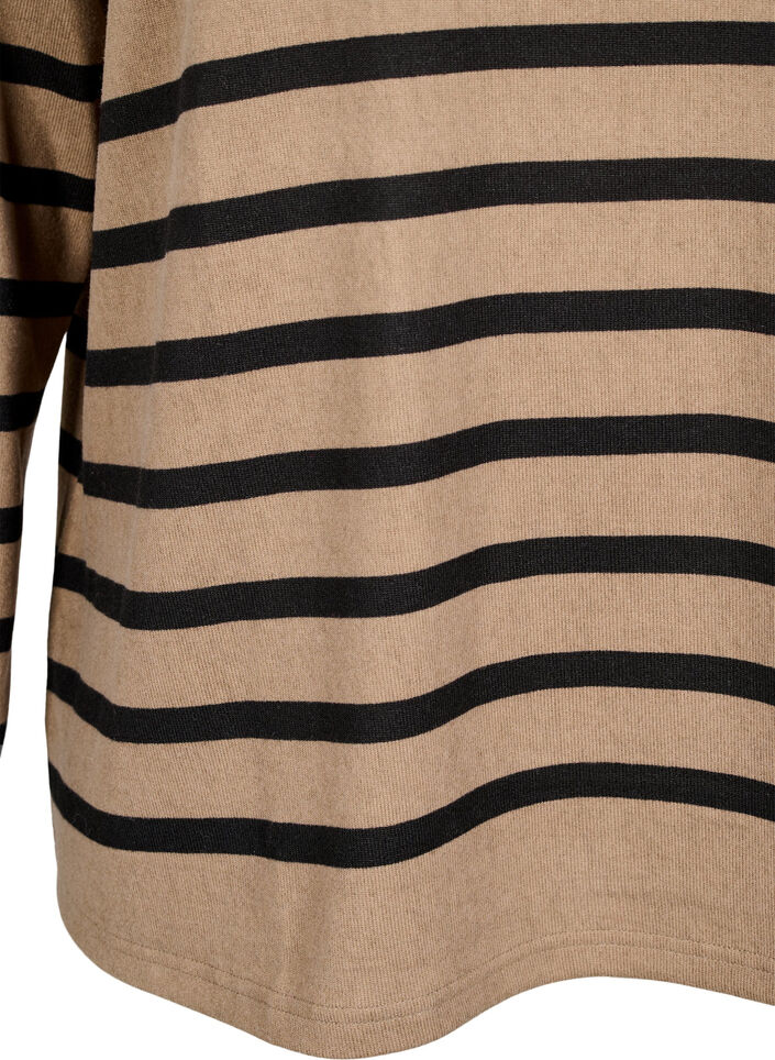 Bluse med høy hals og lange ermer, Beige, Packshot image number 3