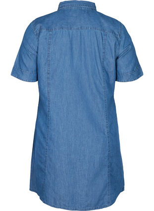 Skjortekjole i denim med korte ermer, Medium Blue denim, Packshot image number 1