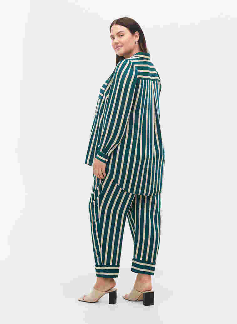 Stripete bukser med løs passform, Green Stripe, Model