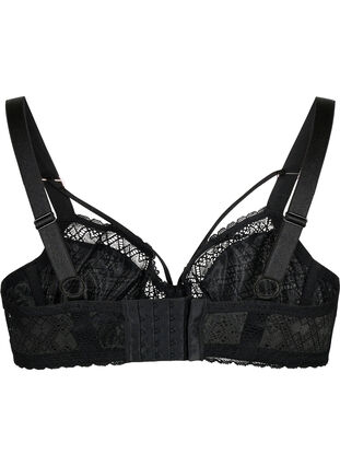 Balconette med blonder og stringdetaljer, Black, Packshot image number 1