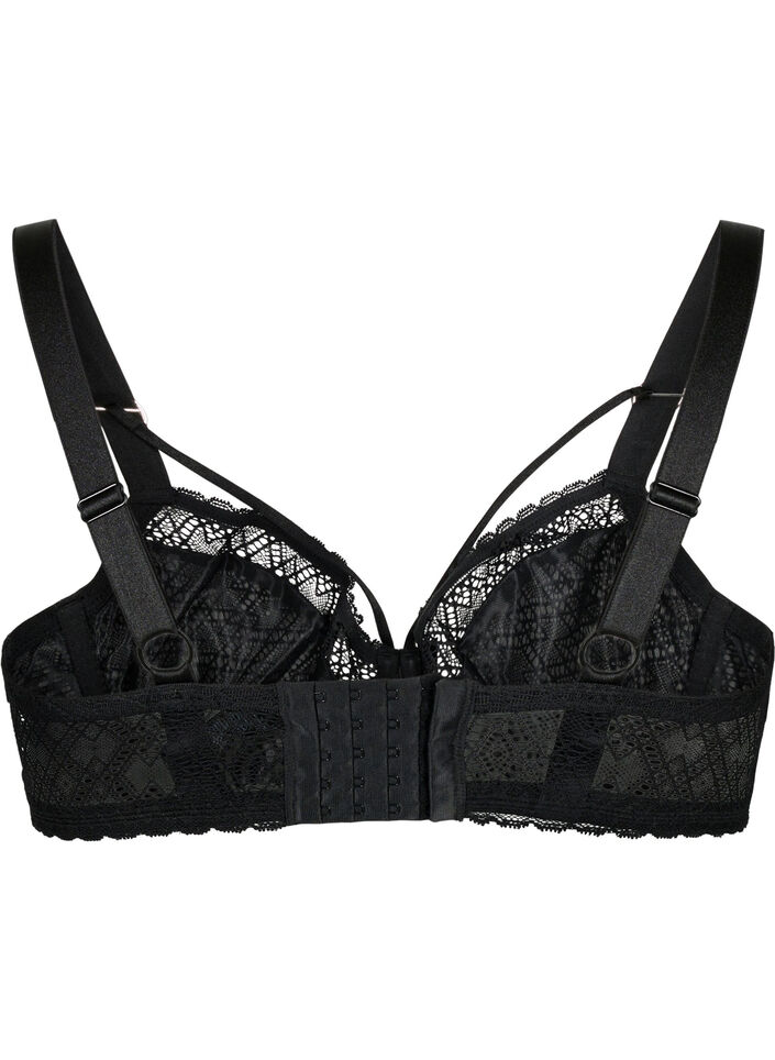 Balconette med blonder og stringdetaljer, Svart, Packshot image number 1