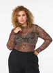 Bluse med mesh og prikker, Brun, Model image number 0