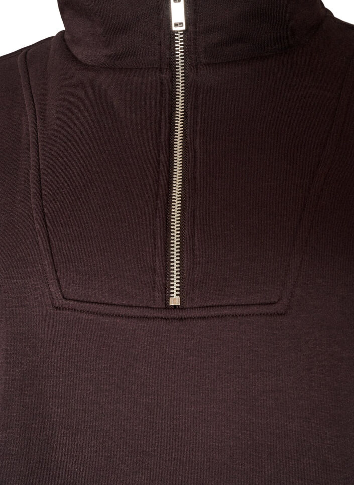 Genser med h&oslash;y krage og glidel&aring;s, Brun, Packshot image number 2
