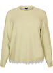 Strikkebluse med blondekant nederst, Gr&oslash;nn, Packshot image number 0