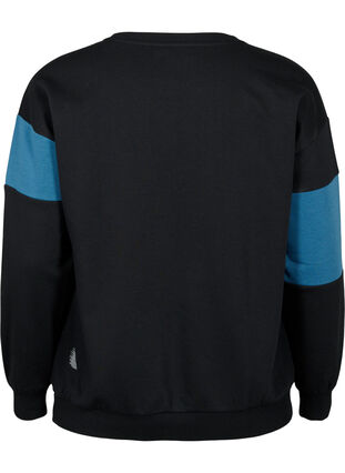 Sweatshirt med sporty print, Black Comb, Packshot image number 1