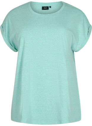 Melert T-skjorte med korte ermer, Turquoise Mél, Packshot image number 0
