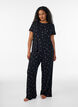 Pyjamabukser med ribbet tekstur og blomstertrykk, Svart, Model image number 0