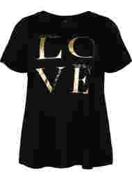 Kortermet T-skjorte med trykk, Black Love