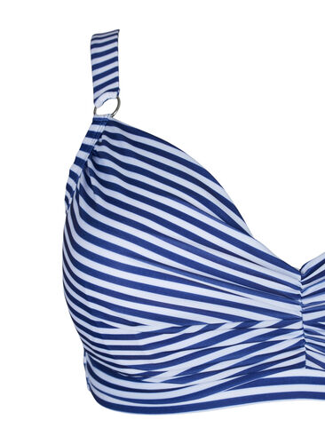 Mønstret bikinitopp med bøyle, Blue Striped, Packshot image number 2