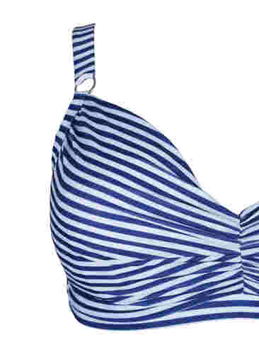 Mønstret bikinitopp med bøyle, Blue Striped, Packshot image number 2