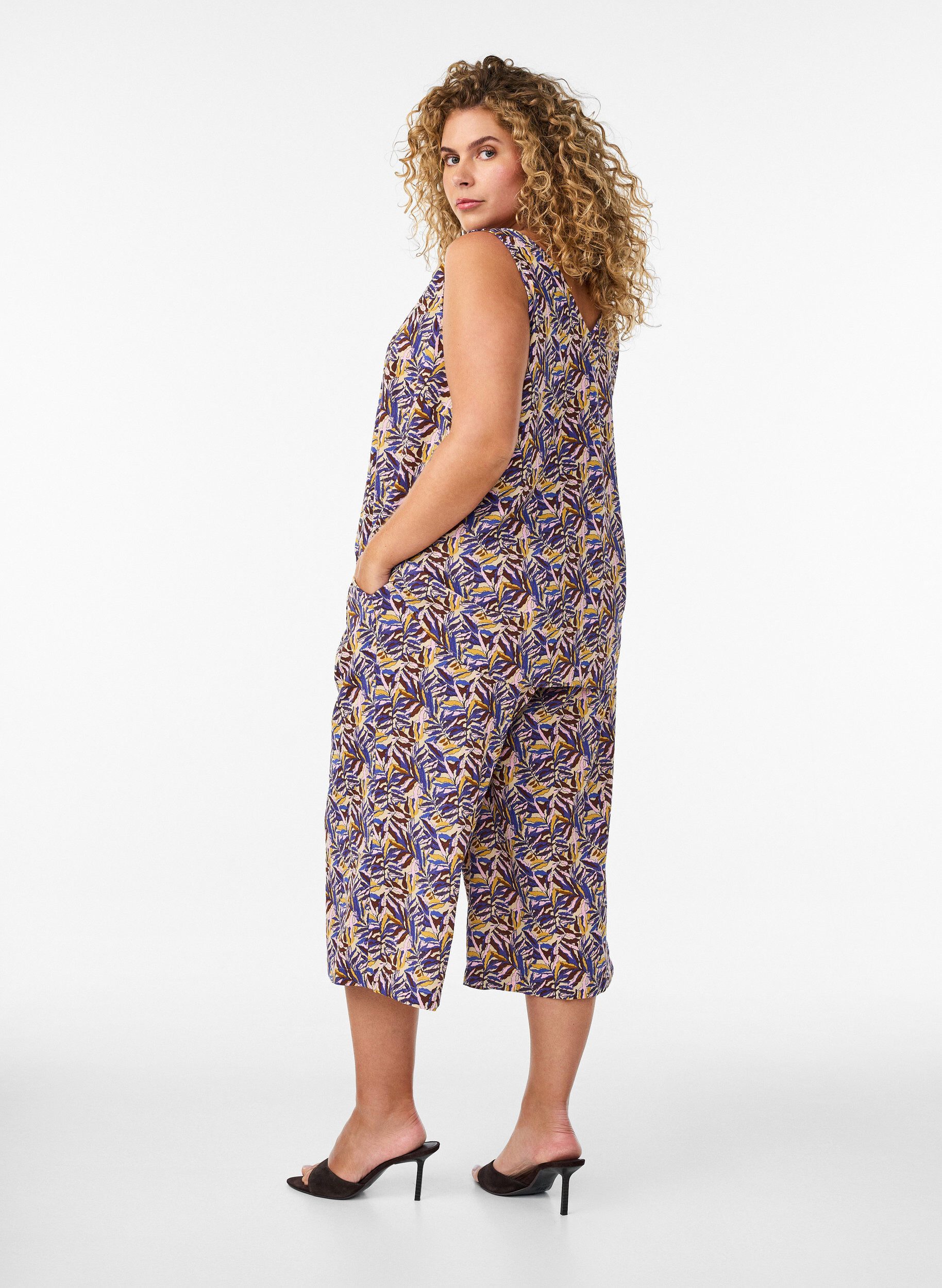 ZizziCulottebukser med m&oslash;nster, Beige, Model image number 1