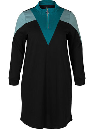 Kjole med glidelåsdetalj, Black Comb, Packshot image number 0