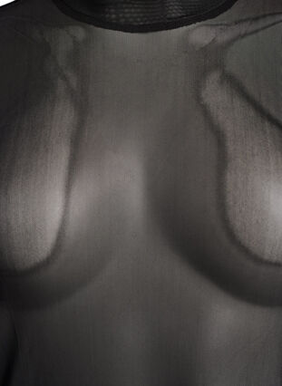 Zizzi Tett sittende meshbluse med lange ermer, Svart, Packshot image number 2