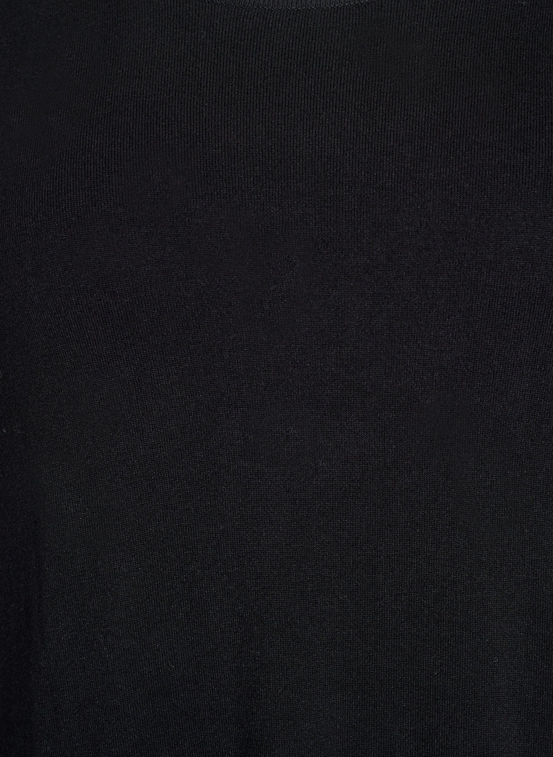 Zizzi Knelang strikkekjole med korte ermer, Svart, Packshot image number 2