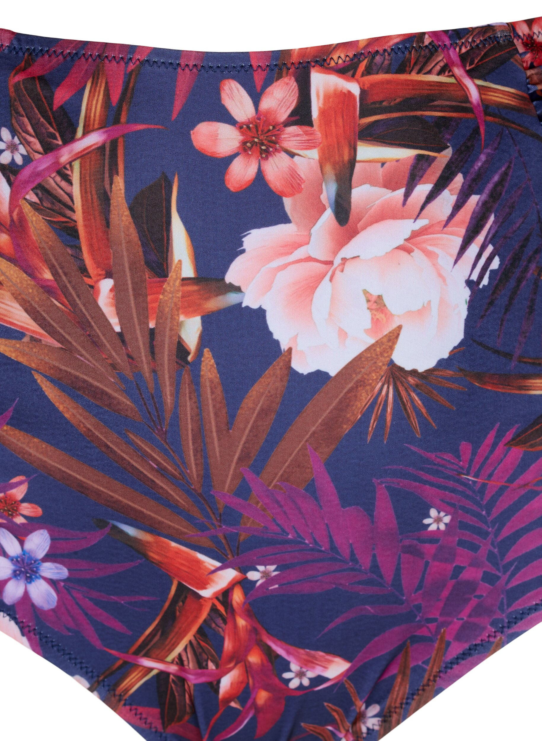 Zizzi Blomstret bikinitruse med h&oslash;y midje, Lilla, Packshot image number 2