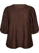 Bluse med tekstur og 3/4 ermer, Brun, Packshot image number 0